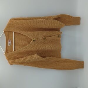 Hazel Moon Women's Knitted Cardigan Large Tan Button Down Buttons V Neck